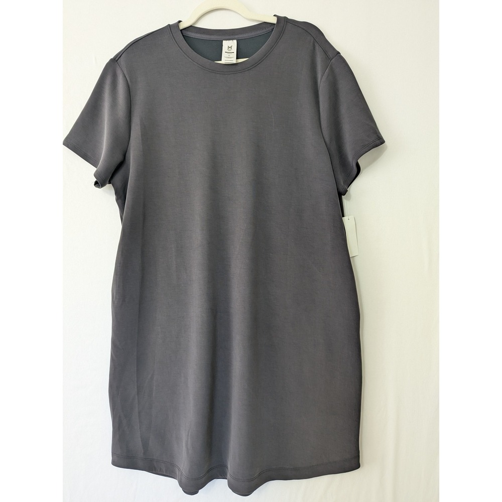Member's Mark Sandwash Ponte Dress XL Gray Short Sleeve Pockets Crew Neck Casual
